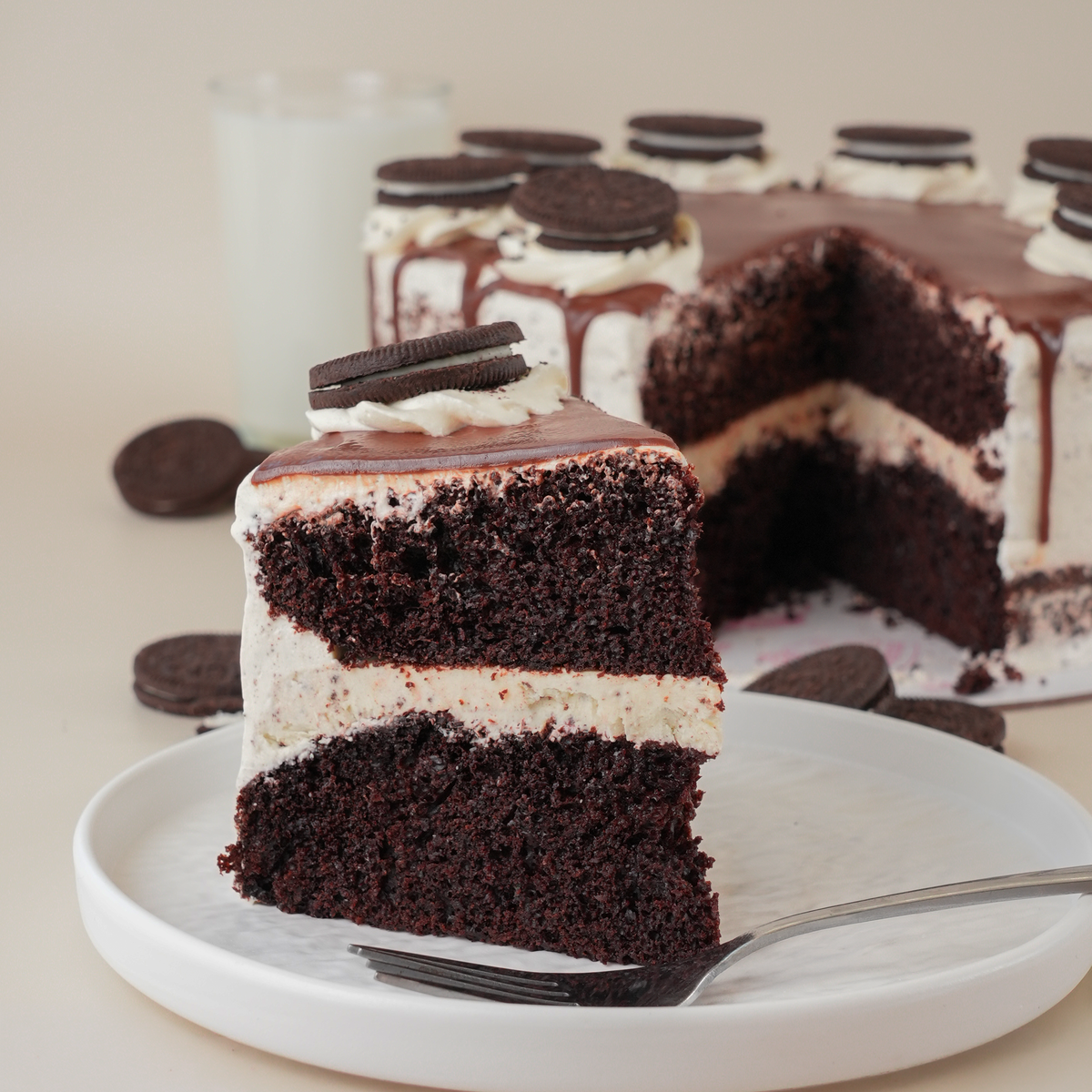 One Layer Oreo Cake